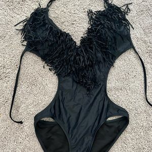 Black one piece swimsuit: NEW w/tags